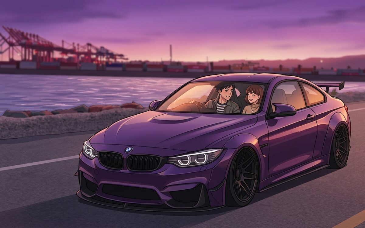 シャコタンの車の助手席で、彼と楽しそうに笑う女性